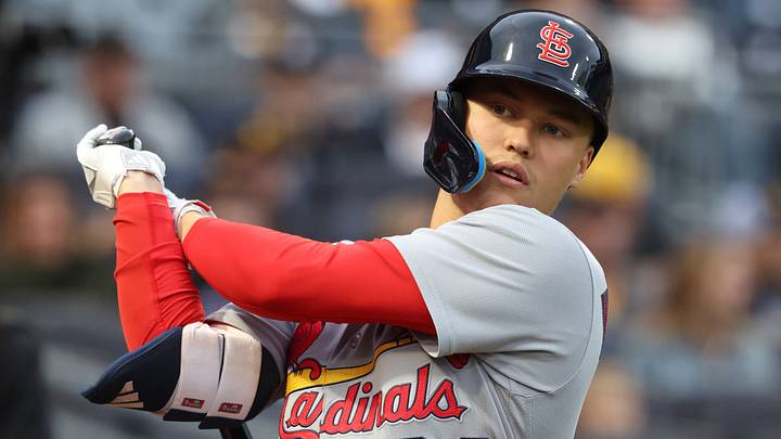 Sep 23, 2026; Pittsburgh, Pennsylvania, USA;  St. Louis Cardinals second baseman JJ Wetherholt (26) prepares in the on-deck circle before batting against the Pittsburgh Pirates during the first inning at PNC Park.  Mandatory Credit: Charles LeClaire-Imagn Images