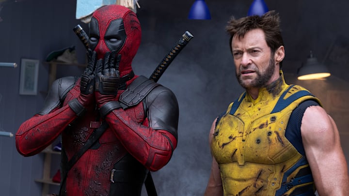 (L-R): Ryan Reynolds as Deadpool/Wade Wilson and Hugh Jackman as Wolverine/Logan in 20th Century Studios/Marvel Studios' DEADPOOL & WOLVERINE. (L-R): Ryan Reynolds as Deadpool/Wade Wilson and Hugh Jackman as Wolverine/Logan in 20th Century Studios/Marvel Studios' DEADPOOL & WOLVERINE.