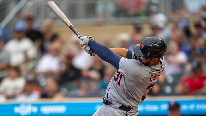 Detroit Tigers left fielder Riley Greene (31) hits an RBI ground ball. Credit: Jesse Johnson-Imagn Images Detroit Tigers left fielder Riley Greene (31) hits an RBI ground ball. Credit: Jesse Johnson-Imagn Images