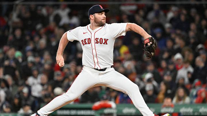May 21, 2025; Boston, Massachusetts, USA; Boston Red Sox relief pitcher Liam Hendriks (31) pitches against the New York Mets during the sixth inning at Fenway Park. Mandatory Credit: Eric Canha-Imagn Images
