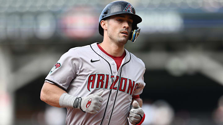 Aug 7, 2024; Cleveland, Ohio, USA; Arizona Diamondbacks left fielder Randal Grichuk (15) rounds the bases after hitting a home run during the seventh inning against the Cleveland Guardians at Progressive Field. Mandatory Credit: Ken Blaze-Imagn Images Aug 7, 2024; Cleveland, Ohio, USA; Arizona Diamondbacks left fielder Randal Grichuk (15) rounds the bases after hitting a home run during the seventh inning against the Cleveland Guardians at Progressive Field. Mandatory Credit: Ken Blaze-Imagn Images