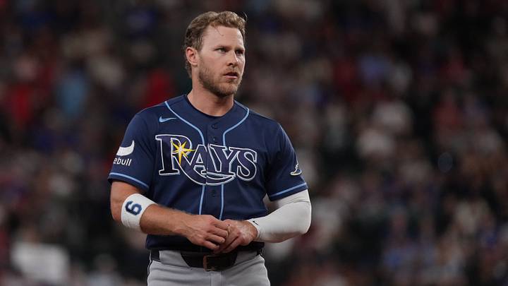 Sep 5, 2026; Arlington, Texas, USA; Tampa Bay Rays shortstop Taylor Walls (6) stands on the infield between innings of game against the Texas Rangers at Globe Life Field. Mandatory Credit: Raymond Carlin III-Imagn Images Sep 5, 2026; Arlington, Texas, USA; Tampa Bay Rays shortstop Taylor Walls (6) stands on the infield between innings of game against the Texas Rangers at Globe Life Field. Mandatory Credit: Raymond Carlin III-Imagn Images