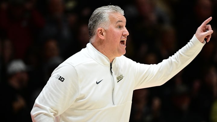 Purdue Boilermakers head coach Matt Painter reacts to a call.