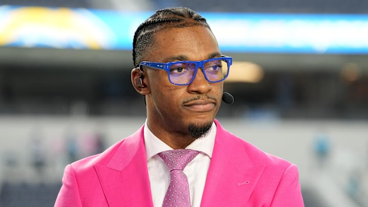 Oct 16, 2023; Inglewood, California, USA; Robert Griffin III on the ESPN Monday Night Football Countdown set SoFi Stadium. Mandatory Credit: Kirby Lee-Imagn Images Oct 16, 2023; Inglewood, California, USA; Robert Griffin III on the ESPN Monday Night Football Countdown set SoFi Stadium. Mandatory Credit: Kirby Lee-Imagn Images