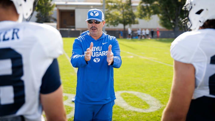 BYU tight ends coach Kevin Gilbride BYU tight ends coach Kevin Gilbride