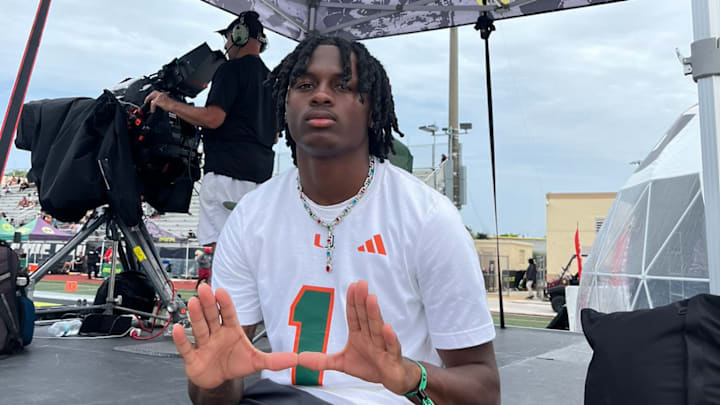 Miami QB Commit Dereon Coleman repping a Cam Ward tshirt at the OT7 Playoffs 