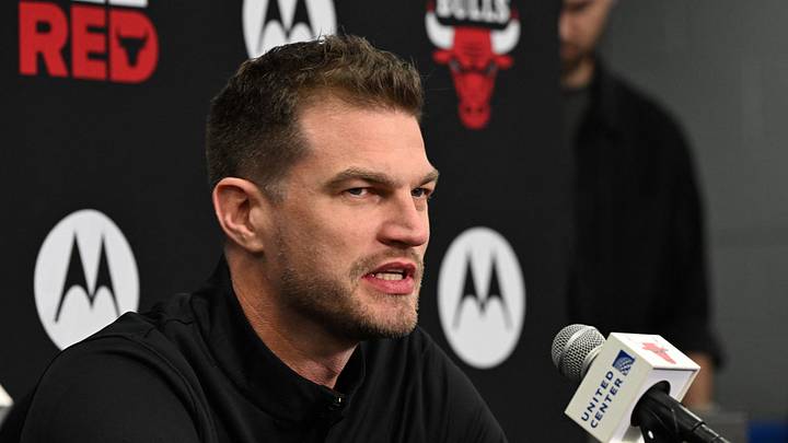 Sep 28, 2026; Chiacgo, Il, USA;  Chicago Bulls  head coach  Tiago Splitter speaks during media day.  Mandatory Credit: Matt Marton-Imagn Images