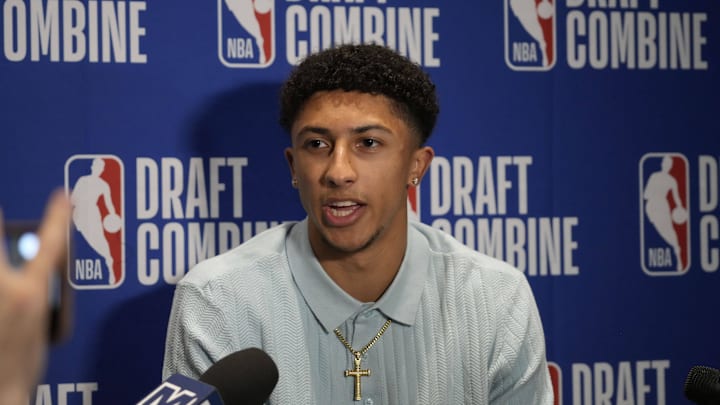 May 14, 2025; Chicago, Il, USA; Nique Clifford talks to the media during the 2025 NBA Draft Combine at Marriott Marquis Chicago. Mandatory Credit: David Banks-Imagn Images May 14, 2025; Chicago, Il, USA; Nique Clifford talks to the media during the 2025 NBA Draft Combine at Marriott Marquis Chicago. Mandatory Credit: David Banks-Imagn Images