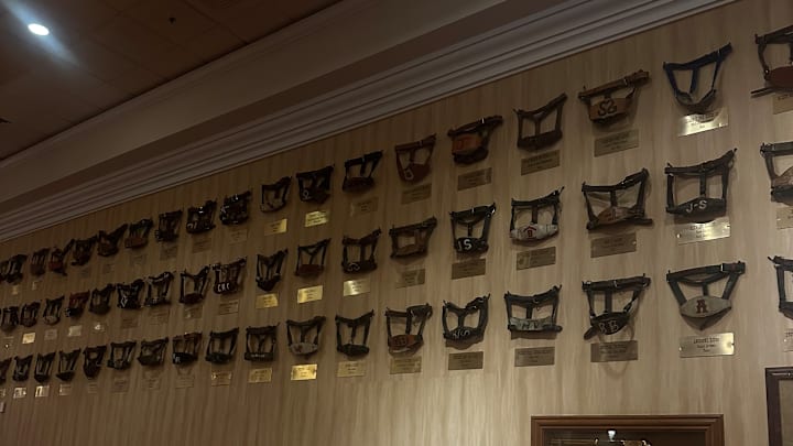 Saddle bronc halters displayed at the South Point Hotel, Casino & Spa