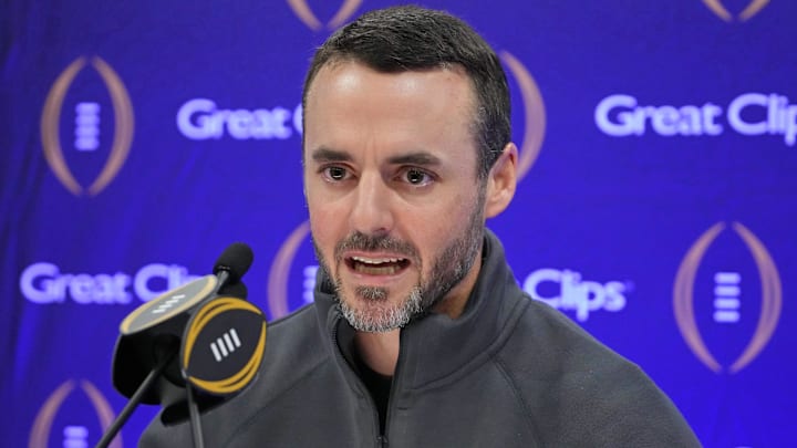 Jan 6, 2024; Houston, TX, USA; Michigan Wolverines defensive coordinator Jesse Minter during media