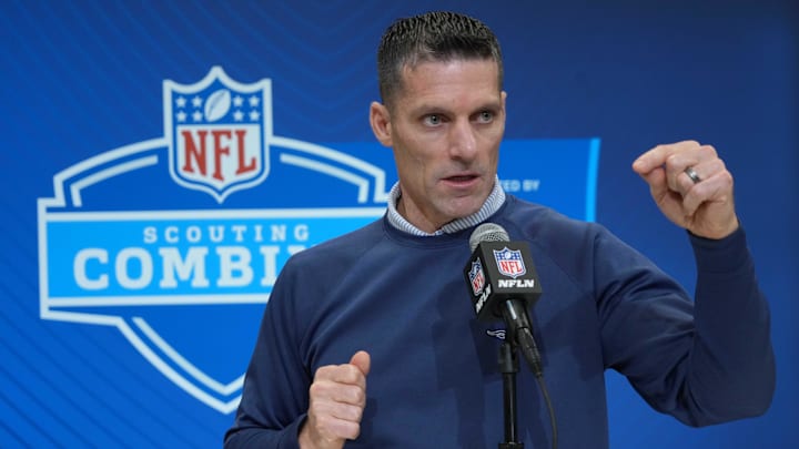 Feb 27, 2025; Indianapolis, IN, USA; Houston Texans general manager Nick Caserio speaks during the 2025 NFL Scouting Combine at the Indiana Convention Center. Mandatory Credit: Kirby Lee-Imagn Images