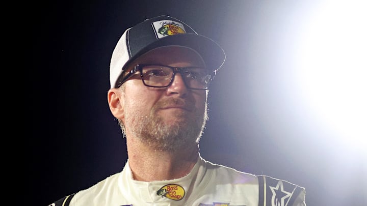 Jul 20, 2024; Hampton, VA, USA; Dale Earnhardt Jr. (3) waits for the start of the 16th Annual Hampton Heat at Langley Speedway. Mandatory Credit: Peter Casey-Imagn Images Jul 20, 2024; Hampton, VA, USA; Dale Earnhardt Jr. (3) waits for the start of the 16th Annual Hampton Heat at Langley Speedway. Mandatory Credit: Peter Casey-Imagn Images