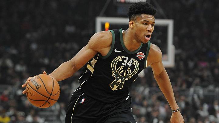 Mar 22, 2019; Milwaukee, WI, USA; Milwaukee Bucks forward Giannis Antetokoumpo (34) brings the ball up court against the Miami Heat at Fiserv Forum. Mandatory Credit: Michael McLoone-Imagn Images Mar 22, 2019; Milwaukee, WI, USA; Milwaukee Bucks forward Giannis Antetokoumpo (34) brings the ball up court against the Miami Heat at Fiserv Forum. Mandatory Credit: Michael McLoone-Imagn Images