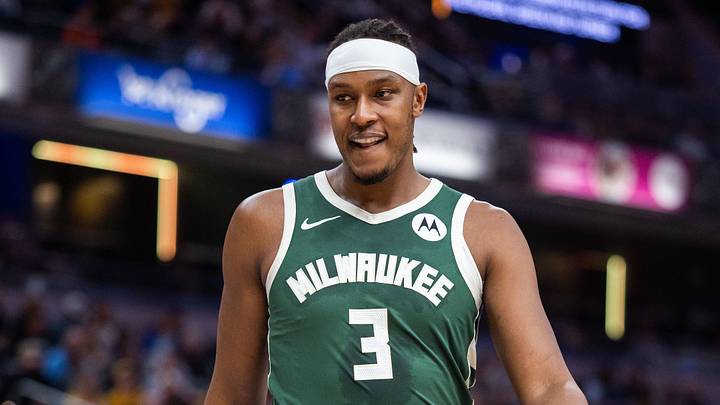 Dec 23, 2025; Indianapolis, Indiana, USA;  Milwaukee Bucks center/forward Myles Turner (3) in the first half against the Indiana Pacers at Gainbridge Fieldhouse. Mandatory Credit: Trevor Ruszkowski-Imagn Images