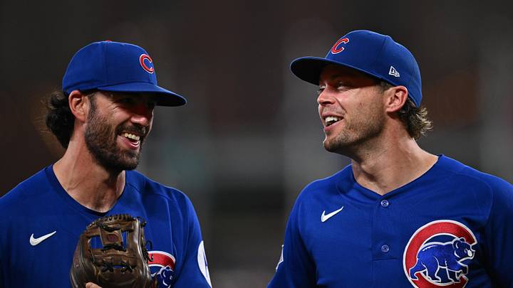 Jul 7, 2026; Baltimore, Maryland, USA; Chicago Cubs infielder Dansby Swanson (7) and infielder Nico Hoerner (2) run back to the dugout after working together to complete a double play in the fifth inning against the Baltimore Orioles at Oriole Park at Camden Yards. Mandatory Credit: Jamie Sabau-Imagn Images Jul 7, 2026; Baltimore, Maryland, USA; Chicago Cubs infielder Dansby Swanson (7) and infielder Nico Hoerner (2) run back to the dugout after working together to complete a double play in the fifth inning against the Baltimore Orioles at Oriole Park at Camden Yards. Mandatory Credit: Jamie Sabau-Imagn Images