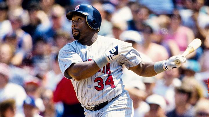 Unknown date 1995; Boston, MA, USA, FILE PHOTO; Minnesota Twins outfielder (34) Kirby Puckett in action against the Boston Red Sox at Fenway Park during the 1995 season. Mandatory Credit: RVR Photos-USA TODAY Sports Unknown date 1995; Boston, MA, USA, FILE PHOTO; Minnesota Twins outfielder (34) Kirby Puckett in action against the Boston Red Sox at Fenway Park during the 1995 season. Mandatory Credit: RVR Photos-USA TODAY Sports