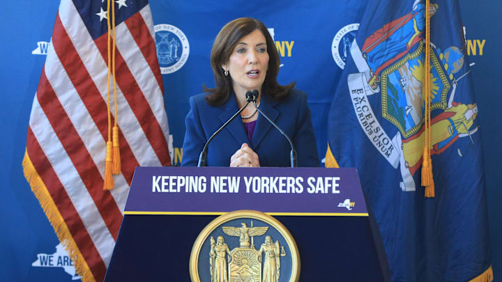 New York Governor Kathy Hochul speaks on November 25, 2024.