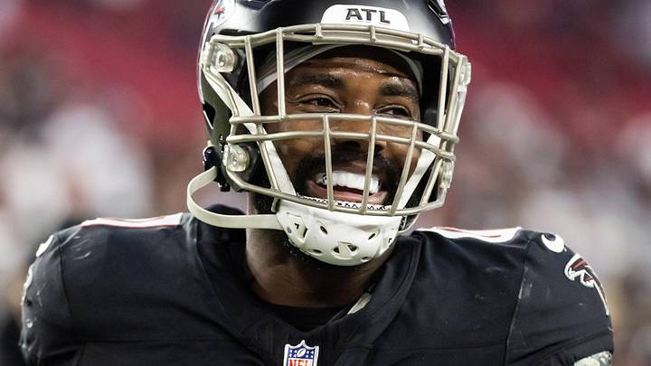 Dec 21, 2025; Glendale, Arizona, USA; Atlanta Falcons linebacker Divine Deablo (0) against the Arizona Cardinals at State Farm Stadium. Mandatory Credit: Mark J. Rebilas-Imagn Images