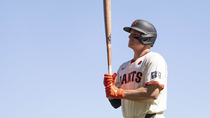 Sep 5, 2024; San Francisco, California, USA;  San Francisco Giants third base Matt Chapman prepares to bat.