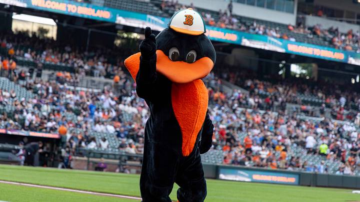 Jun 26, 2026; Baltimore, Maryland, USA; Oriole Bird before the game against the Washington Nationals at Oriole Park at Camden Yards. Mandatory Credit: Lexi Thompson-Imagn Images
