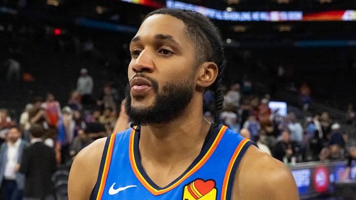 Apr 27, 2026; Phoenix, Arizona, USA; Oklahoma City Thunder guard Isaiah Joe (11) against the Phoenix Suns during game four of the first round of the 2026 NBA Playoffs at Mortgage Matchup Center. Mandatory Credit: Mark J. Rebilas-Imagn Images