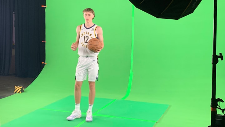 Indiana Pacers wing Johnny Furphy poses for photos at 2024 Pacers media day. (Mandatory Photo Credit: Pacers On SI) Indiana Pacers wing Johnny Furphy poses for photos at 2024 Pacers media day. (Mandatory Photo Credit: Pacers On SI)