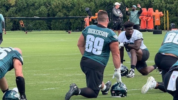 Egles left guard and three-time Pro Bowler Landon Dickerson was at practice two days before the season opener after missing Labor Day's practice with a back issue.