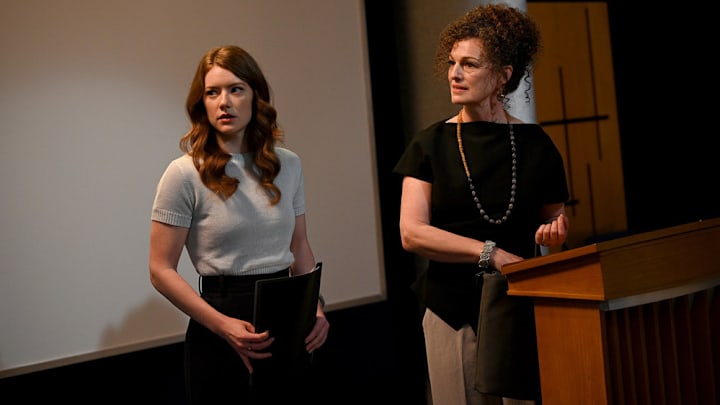 THE IRRATIONAL -- "Formal Ties" Episode 204 -- Pictured: (l-r) Molly Kunz as Phoebe, Jennifer Lines as Rachel