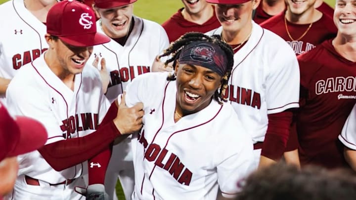 South Carolina Baseball celebrates a walk off win South Carolina Baseball celebrates a walk off win