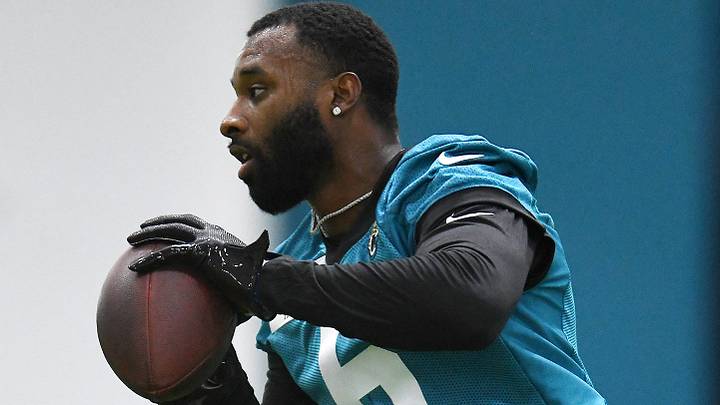 Jacksonville Jaguars wide receiver Jarvis Landry (6) runs with the ball on a passing drill during Friday's rookie minicamp. The Jacksonville Jaguars held their first day of rookie minicamp inside the covered field at the Jaguars performance facility in Jacksonville, Florida Friday, May 10, 2024. Jacksonville Jaguars wide receiver Jarvis Landry (6) runs with the ball on a passing drill during Friday's rookie minicamp. The Jacksonville Jaguars held their first day of rookie minicamp inside the covered field at the Jaguars performance facility in Jacksonville, Florida Friday, May 10, 2024.