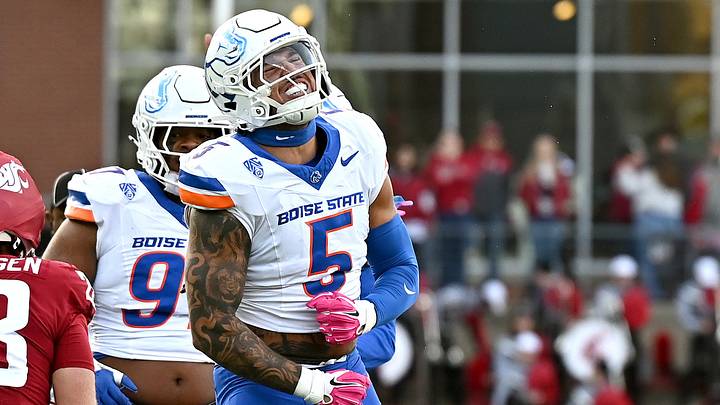 Boise State's Jayden Virgin-Morgan (5) celebrates. Boise State's Jayden Virgin-Morgan (5) celebrates.
