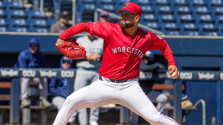 Left-handed pitcher Patrick Sandoval makes his first rehab start with Triple-A Worcester.