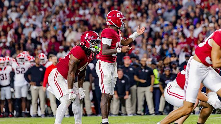 Alabama quarterback Keelon Russell calls a play in the first half of the match up against Georgia on Oct 10, 2026. Alabama quarterback Keelon Russell calls a play in the first half of the match up against Georgia on Oct 10, 2026.