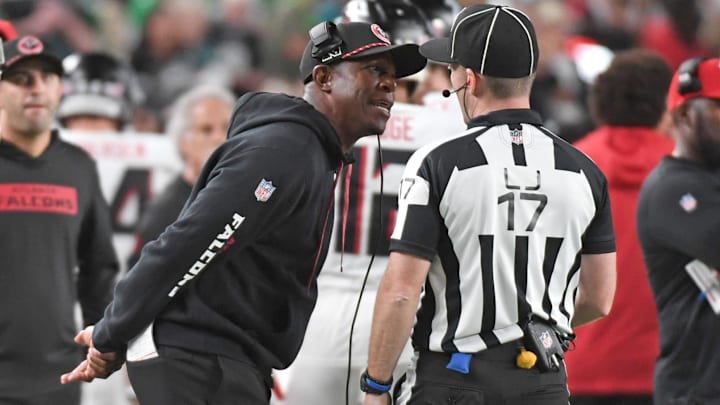 Atlanta Falcons head coach Raheem Morris bit his tongue about the uncalled pass interference penalty on tight end Kyle Pitts.