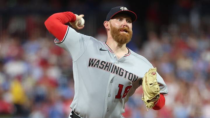 Aug 4, 2026; Philadelphia, Pennsylvania, USA; Washington Nationals pitcher Zack Littell (18) throws a pitch against the Philadelphia Phillies at Citizens Bank Park. Mandatory Credit: Bill Streicher-Imagn Images Aug 4, 2026; Philadelphia, Pennsylvania, USA; Washington Nationals pitcher Zack Littell (18) throws a pitch against the Philadelphia Phillies at Citizens Bank Park. Mandatory Credit: Bill Streicher-Imagn Images