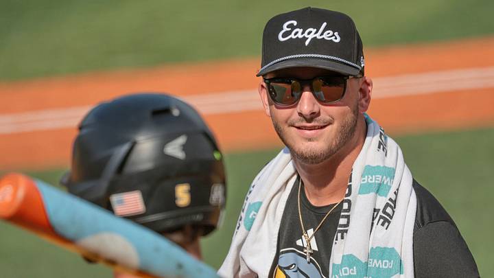 Southern Miss infield player development coach Dustin Dickerson during a Golden Eagles fall scrimmage. Southern Miss infield player development coach Dustin Dickerson during a Golden Eagles fall scrimmage.