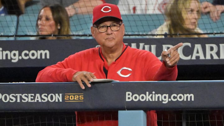 Cincinnati Reds manager Terry Francona (77) gestures 