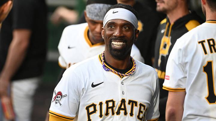 Jun 9, 2025; Pittsburgh, Pennsylvania, USA; Pittsburgh Pirates designated hitter Andrew McCutchen (20) celebrates after scoring against the Miami Marlins during the third inning at PNC Park. Mandatory Credit: Philip G. Pavely-Imagn Images Jun 9, 2025; Pittsburgh, Pennsylvania, USA; Pittsburgh Pirates designated hitter Andrew McCutchen (20) celebrates after scoring against the Miami Marlins during the third inning at PNC Park. Mandatory Credit: Philip G. Pavely-Imagn Images