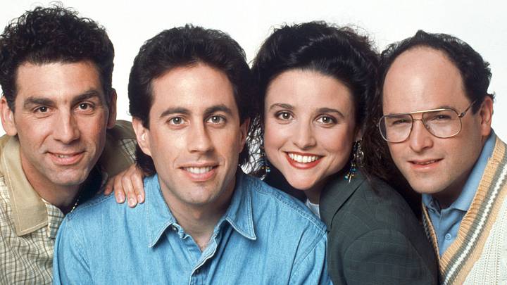 Michael Richards as Cosmo Kramer, Jerry Seinfeld as Jerry Seinfeld, Julia Louis-Dreyfus as Elaine Benes, Jason Alexander as George Costanza Michael Richards as Cosmo Kramer, Jerry Seinfeld as Jerry Seinfeld, Julia Louis-Dreyfus as Elaine Benes, Jason Alexander as George Costanza