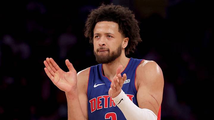 Jan 13, 2025; New York, New York, USA; Detroit Pistons guard Cade Cunningham (2) reacts during the third quarter against the New York Knicks at Madison Square Garden. Mandatory Credit: Brad Penner-Imagn Images Jan 13, 2025; New York, New York, USA; Detroit Pistons guard Cade Cunningham (2) reacts during the third quarter against the New York Knicks at Madison Square Garden. Mandatory Credit: Brad Penner-Imagn Images