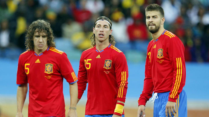 Carles Puyol, Sergio Ramos y Gerard Piqué están entre los mejores defensores de la selección español Carles Puyol, Sergio Ramos y Gerard Piqué están entre los mejores defensores de la selección español