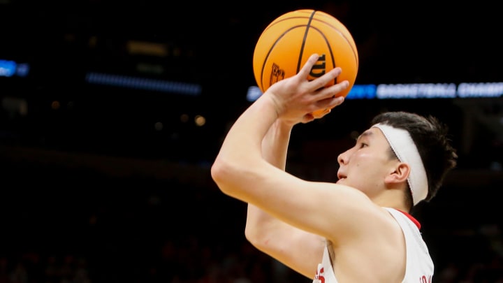 Nebraska's Keisei Tominaga (30) shoots the ball during the first round game between Texas A&M and Nebraska in the 2024 NCAA Tournament at FedExForum in Memphis, Tenn., on Friday, March 22, 2024.