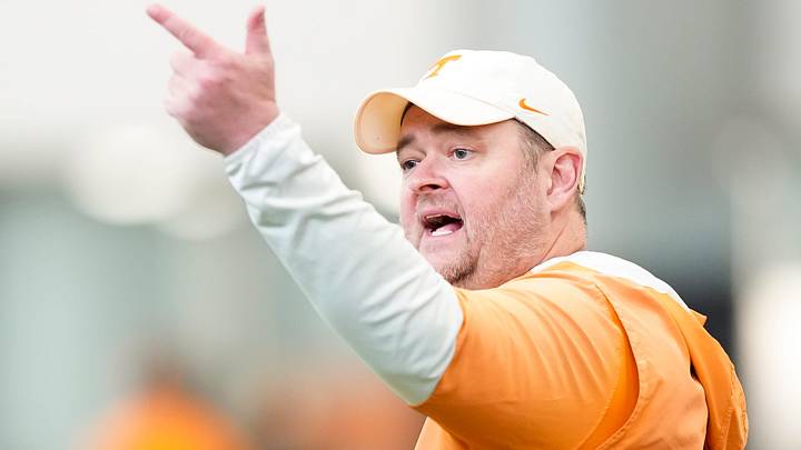 Tennessee coach Josh Heupel during the Vols' spring football practice in Knoxville on March 17, 2026. Tennessee coach Josh Heupel during the Vols' spring football practice in Knoxville on March 17, 2026.