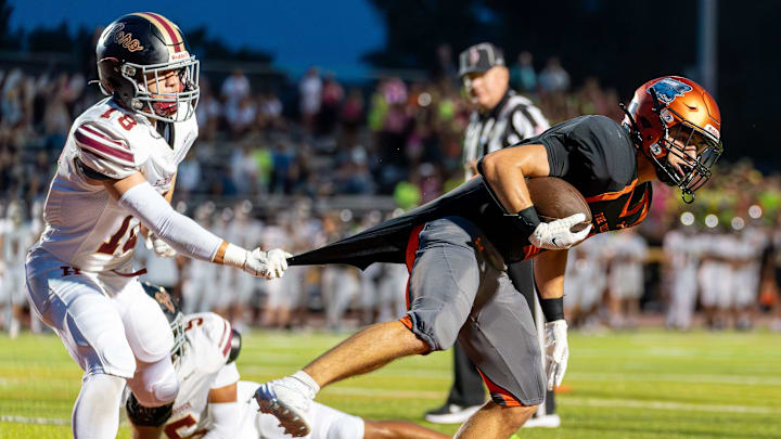 Hillsborough and Somerville high school football teams met on Aug. 29, 2024, at the Somerville high school football field.