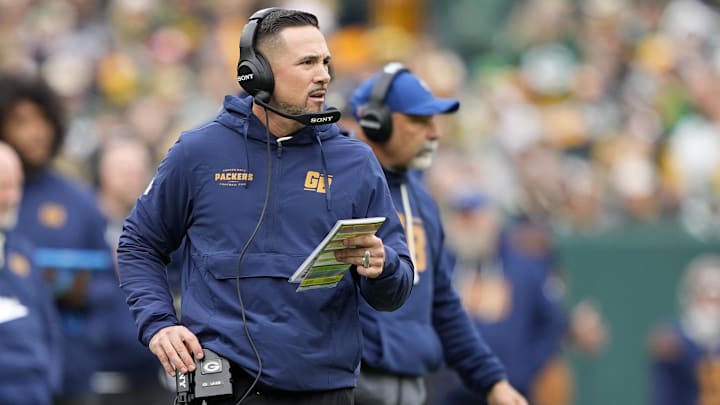 Green Bay Packers head coach Matt LaFleur during the first half against the Carolina Panthers at Lambeau Field.
