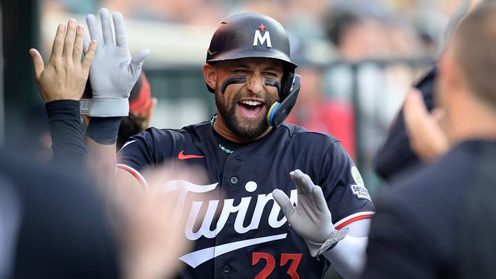Jun 10, 2026; Detroit, Michigan, USA; Minnesota Twins first baseman Royce Lewis (23) celebrates in the dugout after hitting a solo home run against the Detroit Tigers in the second inning at Comerica Park. Mandatory Credit: Lon Horwedel-Imagn Images Jun 10, 2026; Detroit, Michigan, USA; Minnesota Twins first baseman Royce Lewis (23) celebrates in the dugout after hitting a solo home run against the Detroit Tigers in the second inning at Comerica Park. Mandatory Credit: Lon Horwedel-Imagn Images