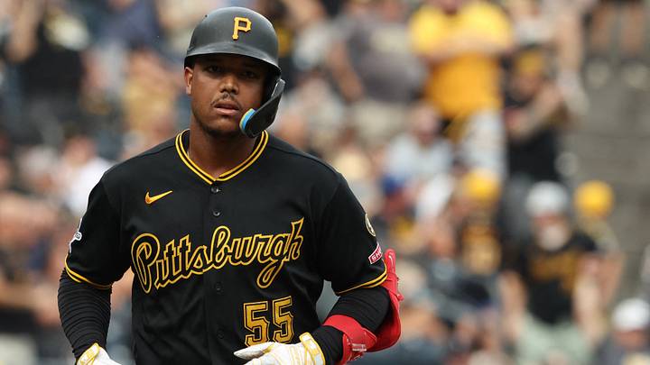 Jul 11, 2026; Pittsburgh, Pennsylvania, USA; Pittsburgh Pirates right fielder Esmerlyn Valdez (55) circles the bases on a two-run home run against the Milwaukee Brewers during the fourth inning at PNC Park. Mandatory Credit: Charles LeClaire-Imagn Images Jul 11, 2026; Pittsburgh, Pennsylvania, USA; Pittsburgh Pirates right fielder Esmerlyn Valdez (55) circles the bases on a two-run home run against the Milwaukee Brewers during the fourth inning at PNC Park. Mandatory Credit: Charles LeClaire-Imagn Images