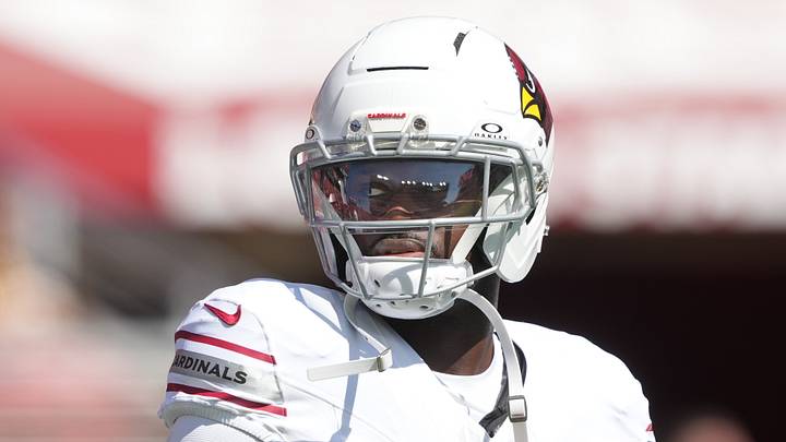 Sep 27, 2026; Santa Clara, California, USA; Arizona Cardinals running back Jeremiyah Love (4) before the game against the San Francisco 49ers at Levi's Stadium. Mandatory Credit: Darren Yamashita-Imagn Images Sep 27, 2026; Santa Clara, California, USA; Arizona Cardinals running back Jeremiyah Love (4) before the game against the San Francisco 49ers at Levi's Stadium. Mandatory Credit: Darren Yamashita-Imagn Images