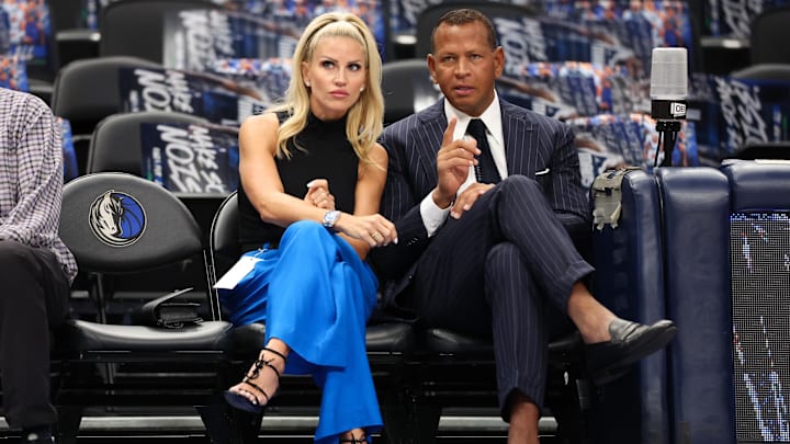 Jaclyn Cordeiro and Alex Rodriguez watch warm-ups before the Western Conference Finals between the Dallas Mavericks and Minnesota Timberwolves. Jaclyn Cordeiro and Alex Rodriguez watch warm-ups before the Western Conference Finals between the Dallas Mavericks and Minnesota Timberwolves.
