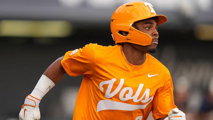 Tennessee's Jay Abernathy (8) runs towards first base during a NCAA baseball game between Tennessee and Kent State at Lindsey Nelson Stadium in Knoxville, Tenn., on Feb. 21, 2026. Tennessee's Jay Abernathy (8) runs towards first base during a NCAA baseball game between Tennessee and Kent State at Lindsey Nelson Stadium in Knoxville, Tenn., on Feb. 21, 2026.